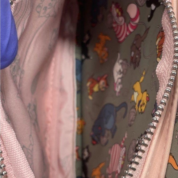 Loungefly Disney Cats Mini Backpack & Wallet Bundle Gray/Pink - Picture 5 of 6